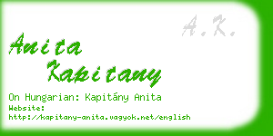 anita kapitany business card